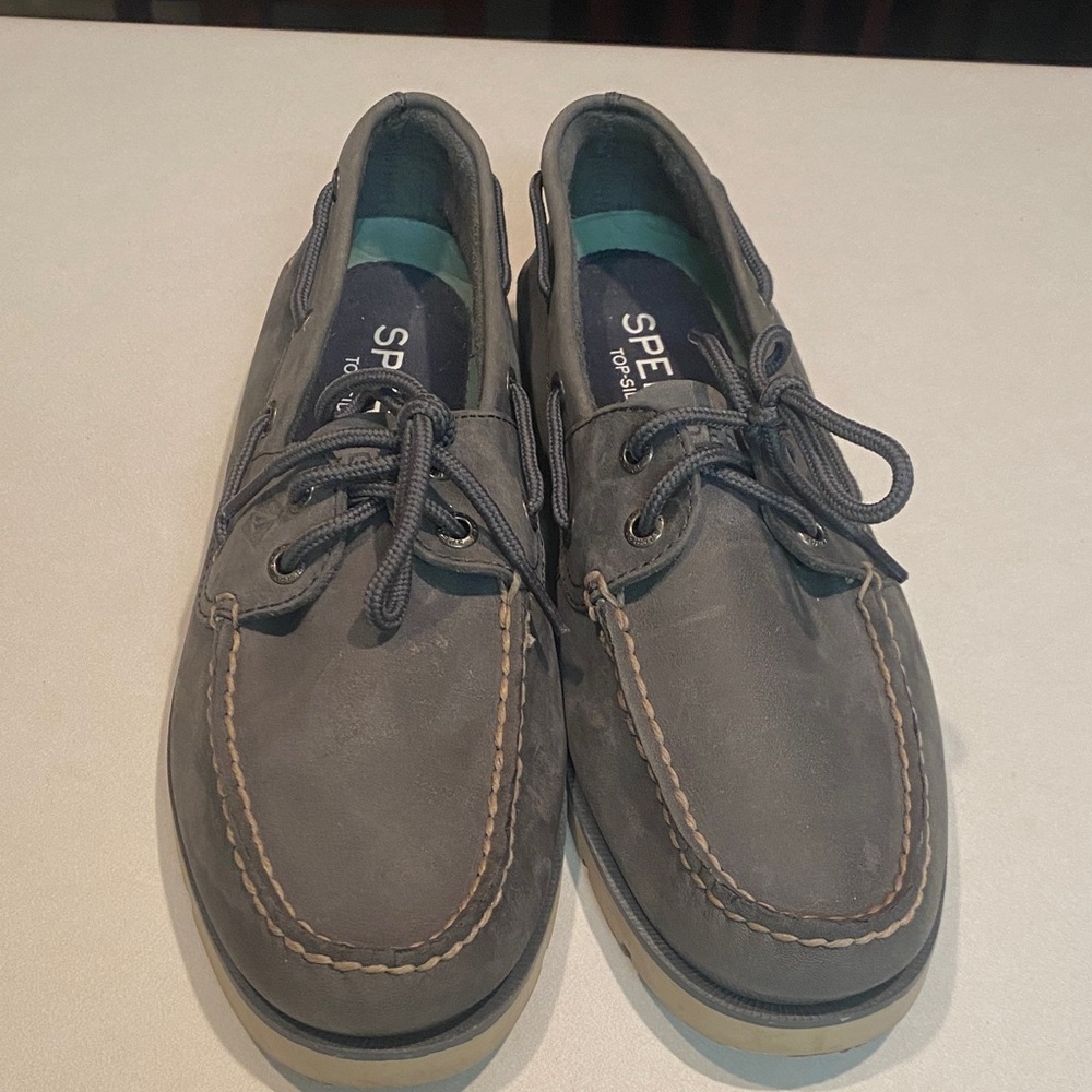 SPERRY TOP SIDER Men's Authentic Original 2-Eye Gray Boat Shoes SZ 8 EUC